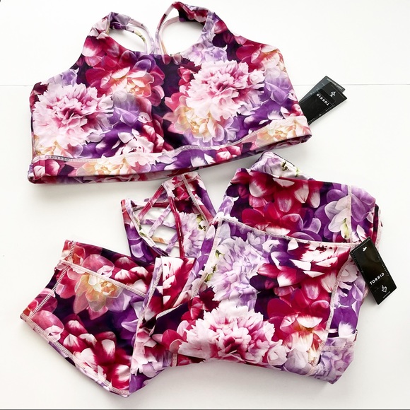 torrid Pants - Set 🌟 Torrid PURPLE FLORAL TWIST BACK WICKING SPORTS BRA & ACTIVE LEGGING 3X